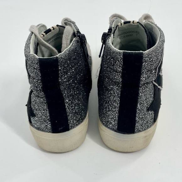 Shu Shop Roxanne Black Silver shiny Mid High Top Sneaker Tennis Shoe Women's 7 - Picture 7 of 10